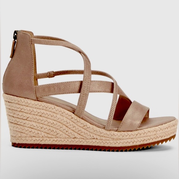 New Eileen Fisher Wanda Espadrille Platform Wedge Sandal, Metallic Bronze 9.5 - Picture 1 of 10